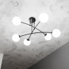 Plafonnier Design Pregos Métal 6 lampes Boules Déportées Blanches Style Minimaliste 