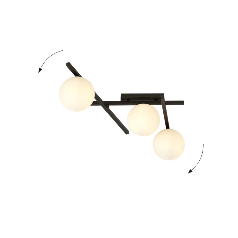 Plafonnier Design Smart Métal 3 lampes Boules Blanches Style Minimaliste 