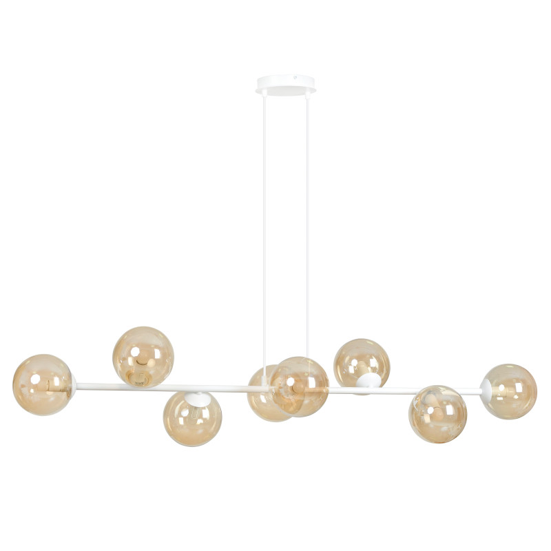 Suspension Design  Rossi Métal 8 lampes Boules Transparentes Style Chic 