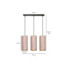 Suspension Design Bente Tissu 3 lampes Tubes Roses Style Vintage 