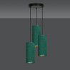 Suspension Design Bente Tissu 3 lampes Tubes Vertes Style Vintage 