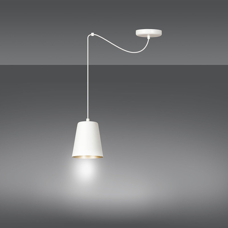 Suspension Design Link Métal une Lampe Cloche Blanc/Dorée Style Industriel 