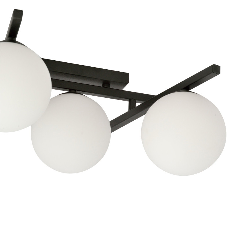 Plafonnier Design Smart Métal 5 lampes Boules Blanches Style Minimaliste 