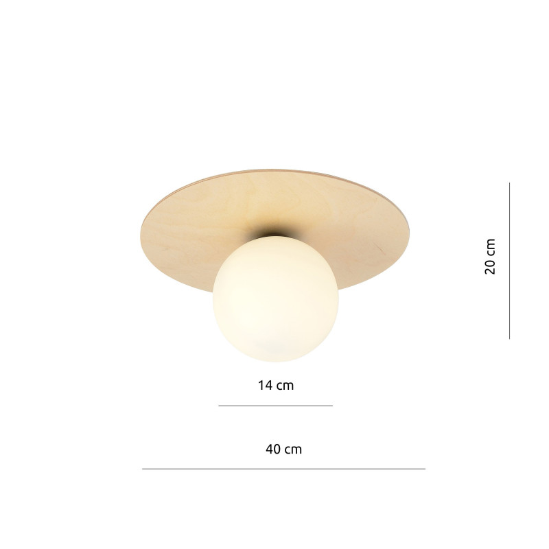 Plafonnier Design Kenzo Métal / Contreplaqué / Verre une Lampe Boule Beige Style Minimaliste 