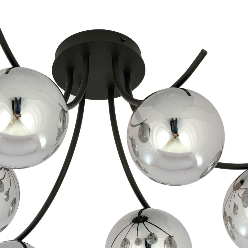 Plafonnier Design Boston Métal 6 lampes Boules Argentées Style Moderne 