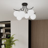 Plafonnier Design Boston Métal 6 lampes Boules Blanches Style Moderne 