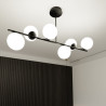 Lustres Design Bior Métal et Verre 6 lampes Boules Noires et Blanches Style Moderne 