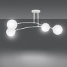 Plafonnier Design Pregos Métal 4 lampes Boules Déportées Blanches Style Minimaliste 