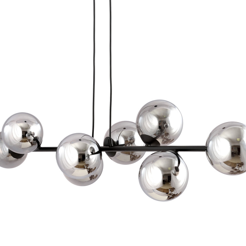 Suspension Design  Rossi Métal 8 lampes Boules Argentées Style Chic 