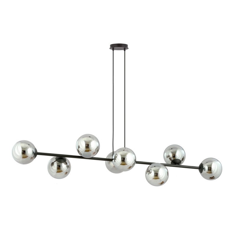 Suspension Design  Rossi Métal 8 lampes Boules Argentées Style Chic 