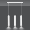 Suspension Design  Kibo Métal 3 lampes Tubes Blanches et CHROME Style Moderne 