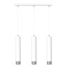 Suspension Design  Kibo Métal 3 lampes Tubes Blanches et CHROME Style Moderne 