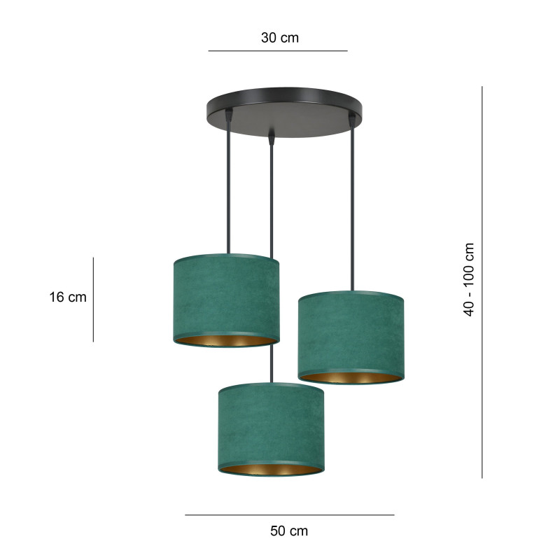 Suspension Design Hilde Métal 3 lampes Cylindres Vertes Style Moderne 