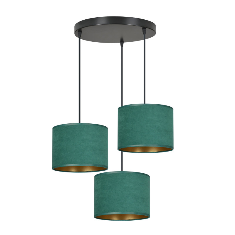 Suspension Design Hilde Métal 3 lampes Cylindres Vertes Style Moderne 