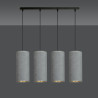 Suspension Design Bente Tissu 4 lampes Tubes Grises Style Vintage 