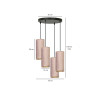 Suspension Design Bente Tissu 4 lampes Tubes Roses Style Vintage 