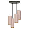 Suspension Design Bente Tissu 4 lampes Tubes Roses Style Vintage 