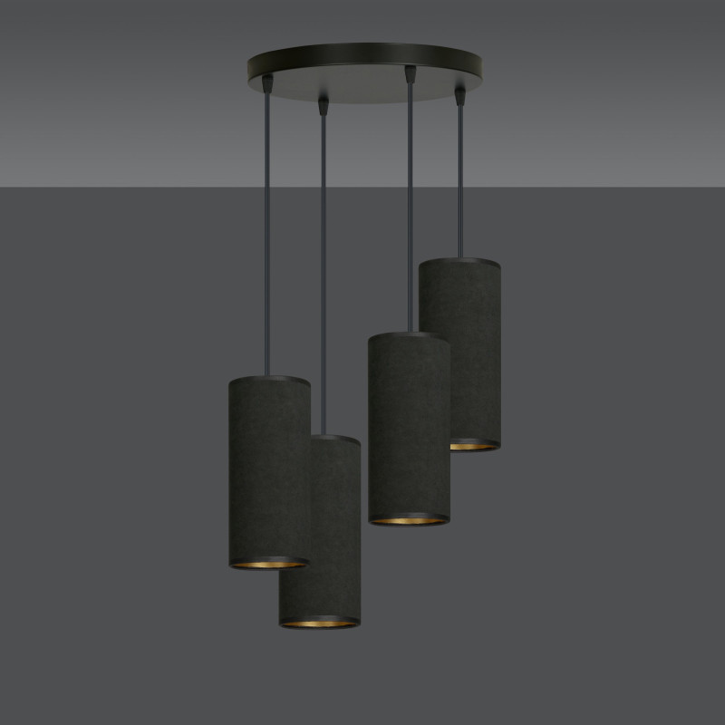 Suspension Design Bente Tissu 4 lampes Tubes Crémes Style Vintage 