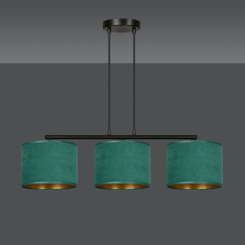 Suspension Design Hilde Métal 3 lampes Cylindres Vertes Style Moderne 