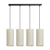 Suspension Design Bente Tissu 4 lampes Tubes Crémes Style Vintage 