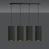 Suspension Design Bente Tissu 4 lampes Tubes Noireses Style Chic 