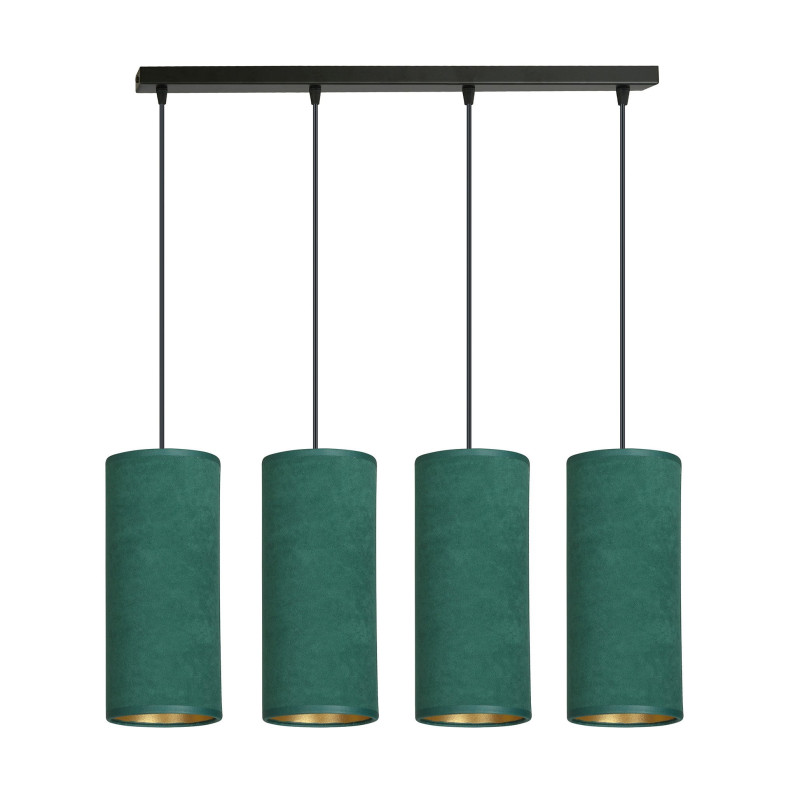 Suspension Design Bente Tissu 4 lampes Tubes Vertes Style Vintage 