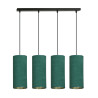 Suspension Design Bente Tissu 4 lampes Tubes Vertes Style Vintage 