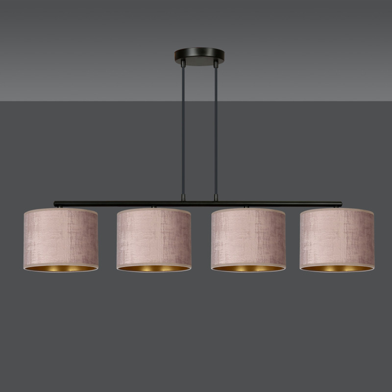 Suspension Design Hilde Métal 4 lampes Cylindres Roses Style Moderne 