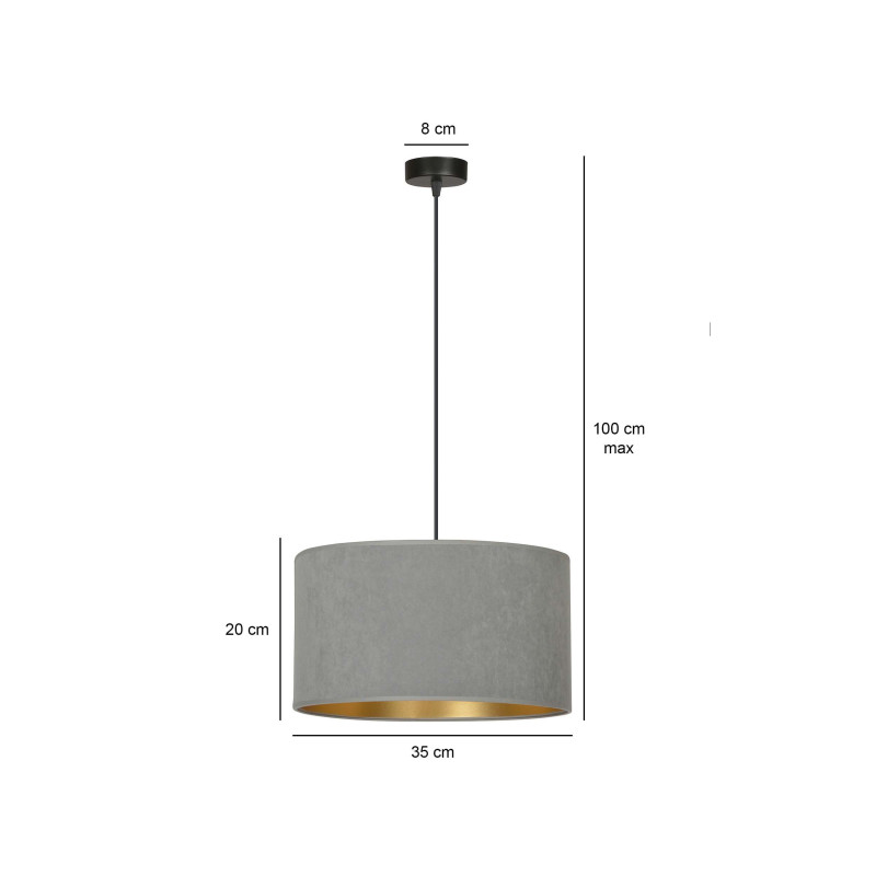 Suspension Design Hilde Métal une Lampe Cylindre Grise Style Moderne 