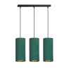 Suspension Design Bente Tissu 3 lampes Tubes Vertes Style Vintage 