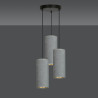 Suspension Design Bente Tissu 3 lampes Tubes Grises Style Vintage 