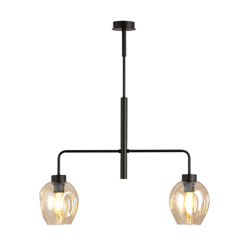 Suspension Design Lukka Métal 2 lampes Déportées Ambrées Style Minimaliste 