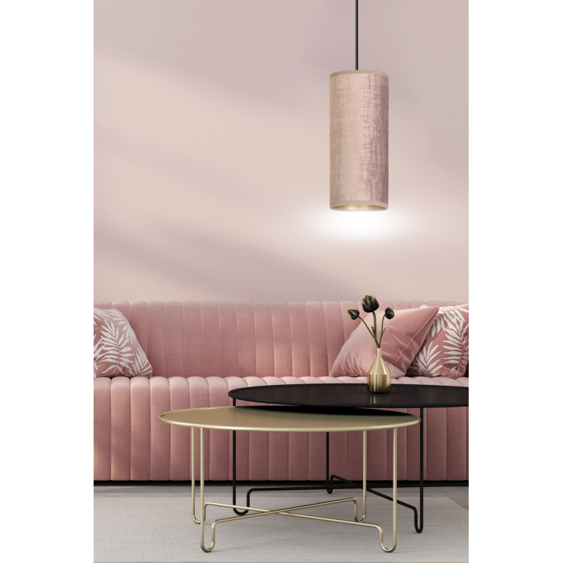 Suspension Design Bente Tissu une Lampe Tube Rose Style Vintage 