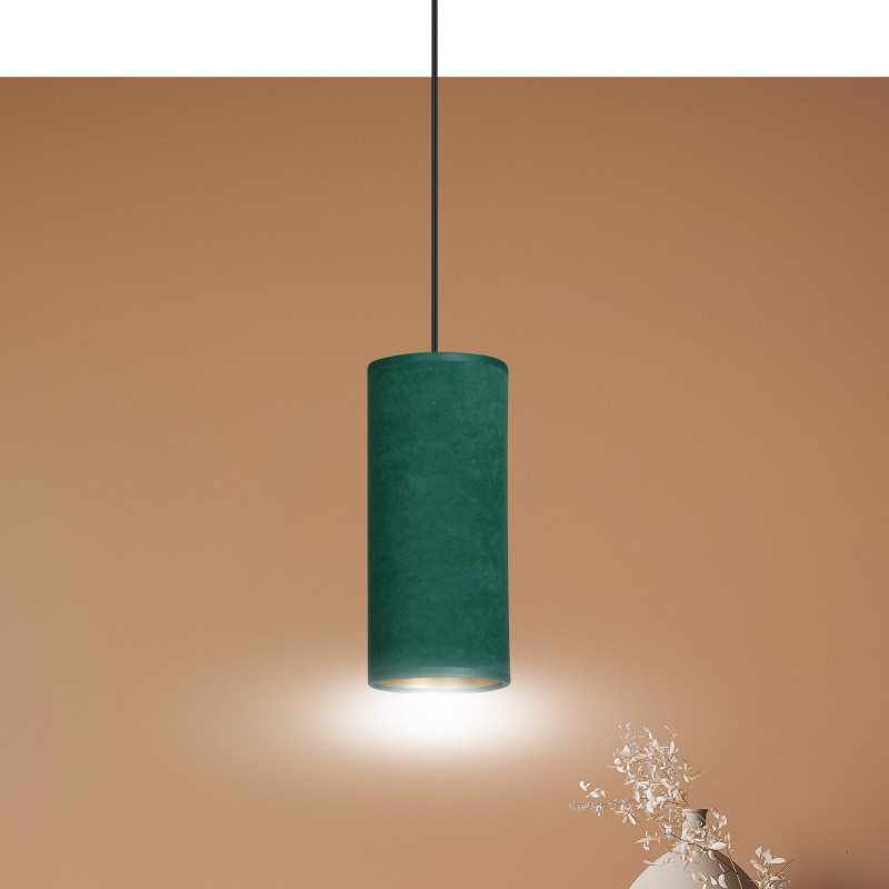 Suspension Design Bente Tissu une Lampe Tube Verte Style Vintage 