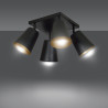 Plafonnier Design Prism Métal 4 lampes Spots Noires et Dorées Style Moderne 