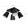 Plafonnier Design Prism Métal 4 lampes Spots Noires et Blanches Style Moderne 