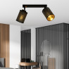 Plafonnier Design Bronx Métal 2 lampes Tubes Noires et Dorées Style Moderne 