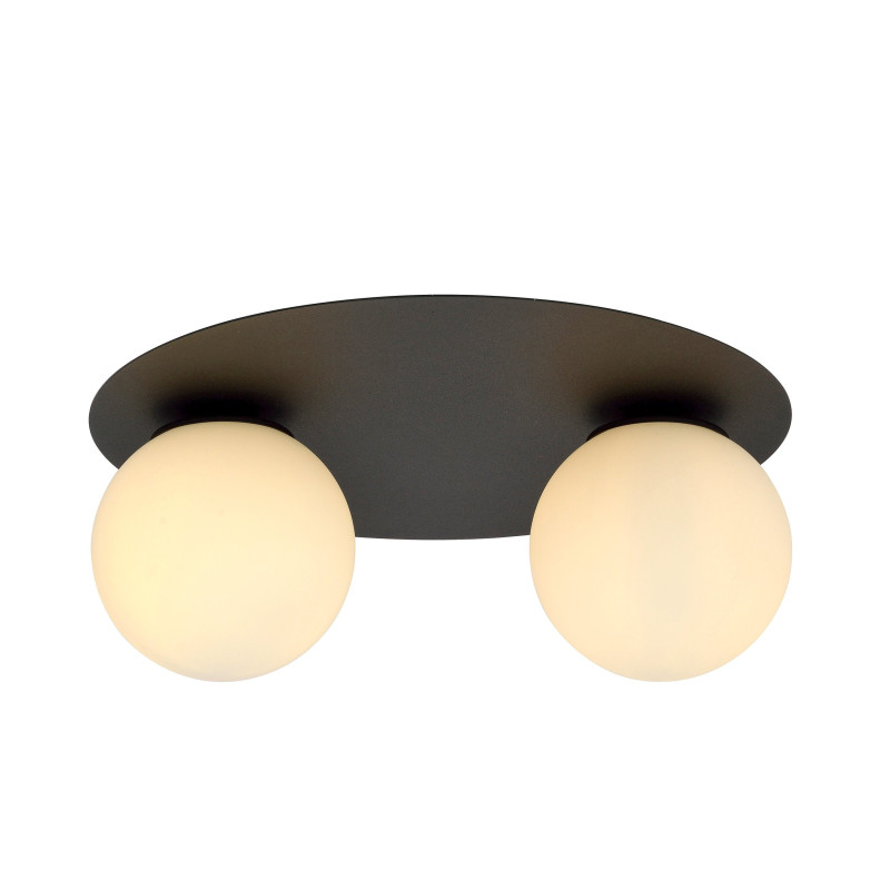 Plafonnier Design Solar Métal 2 lampes Boules Cercles Blanches Style chic 