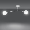 Plafonnier Design Pregos Métal 2 lampes Boules Déportées Blanches Style Minimaliste 