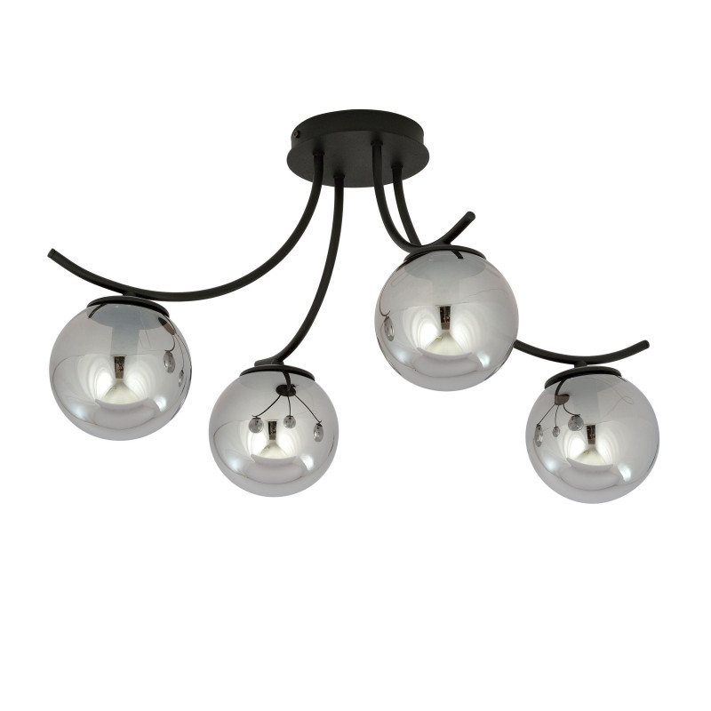 Plafonnier Design Boston Métal 4 lampes Boules Argentées Style Moderne 