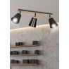 Plafonnier Design Atlas Métal et Bois 3 lampes Spots Noires et bois Style Moderne 