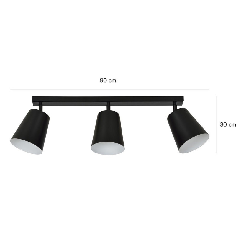 Plafonnier Design Prism Métal 3 lampes Spots Noires et Blanches Style Moderne 