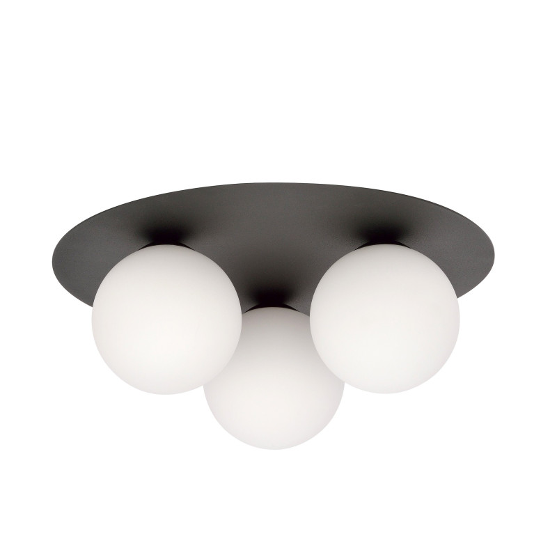 Plafonnier Design Solar Métal 3 lampes Boules Cercles Blanches Style chic 