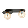 Plafonnier Design Plaza Métal 2 lampes Boules Ambrées Style Minimaliste 