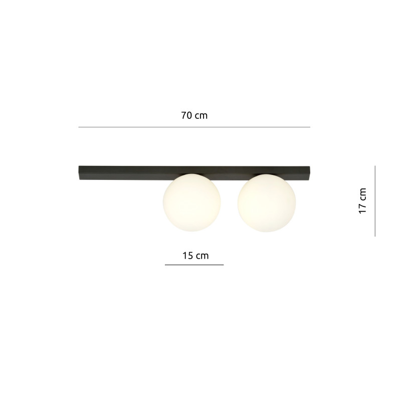 Plafonnier Design Fit Métal 2 lampes Boules Blanches Style Minimaliste 