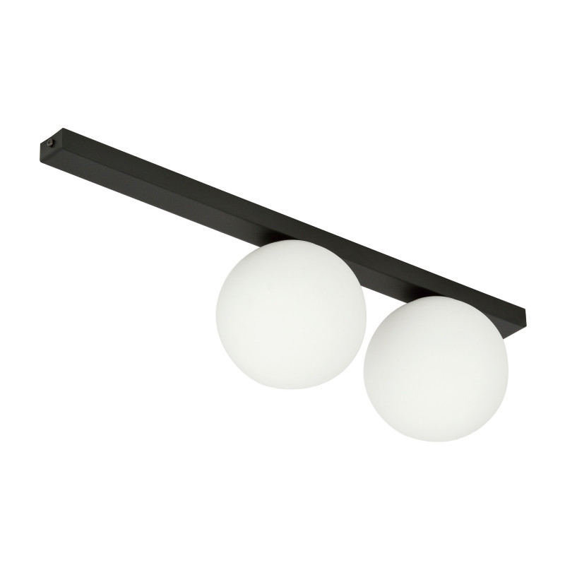 Plafonnier Design Fit Métal 2 lampes Boules Blanches Style Minimaliste 