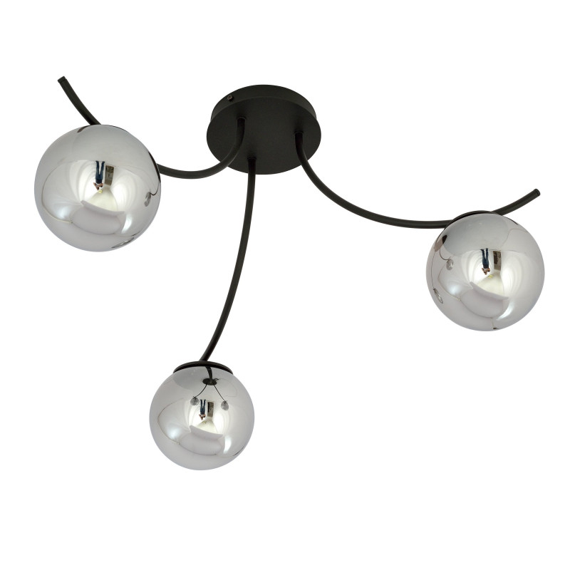 Plafonnier Design Boston Métal 3 lampes Boules Argentées Style Moderne 