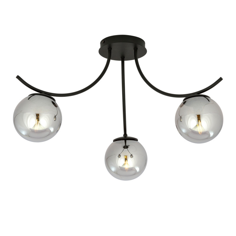 Plafonnier Design Boston Métal 3 lampes Boules Argentées Style Moderne 