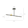 Plafonnier Design Floki Métal 6 lampes Déportées Noires et Dorées Style Minimaliste 