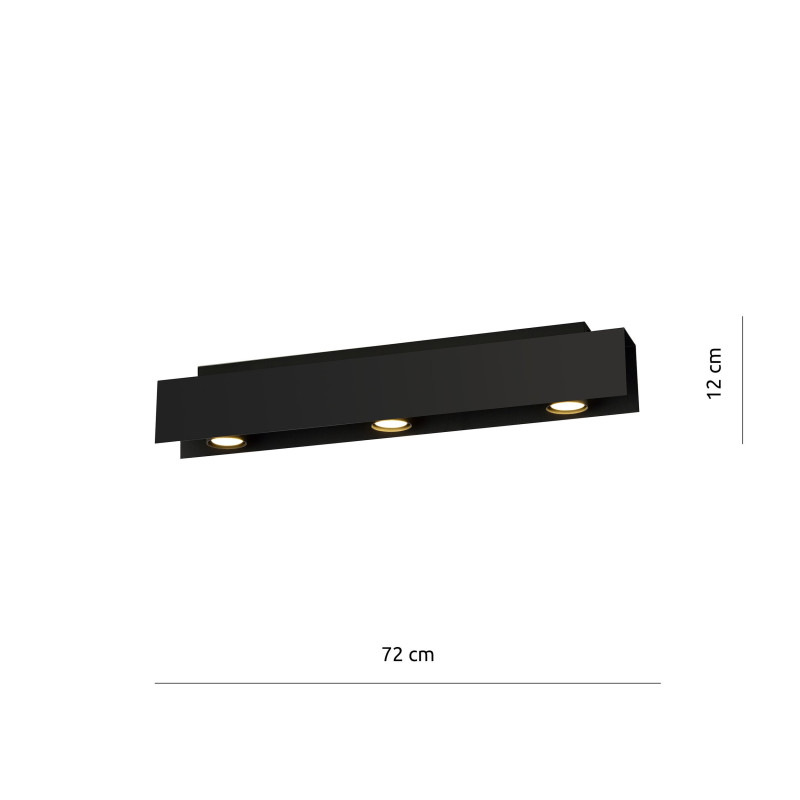 Plafonnier Design Kenno Métal 3 lampes Rectangles Noires Style Minimaliste 